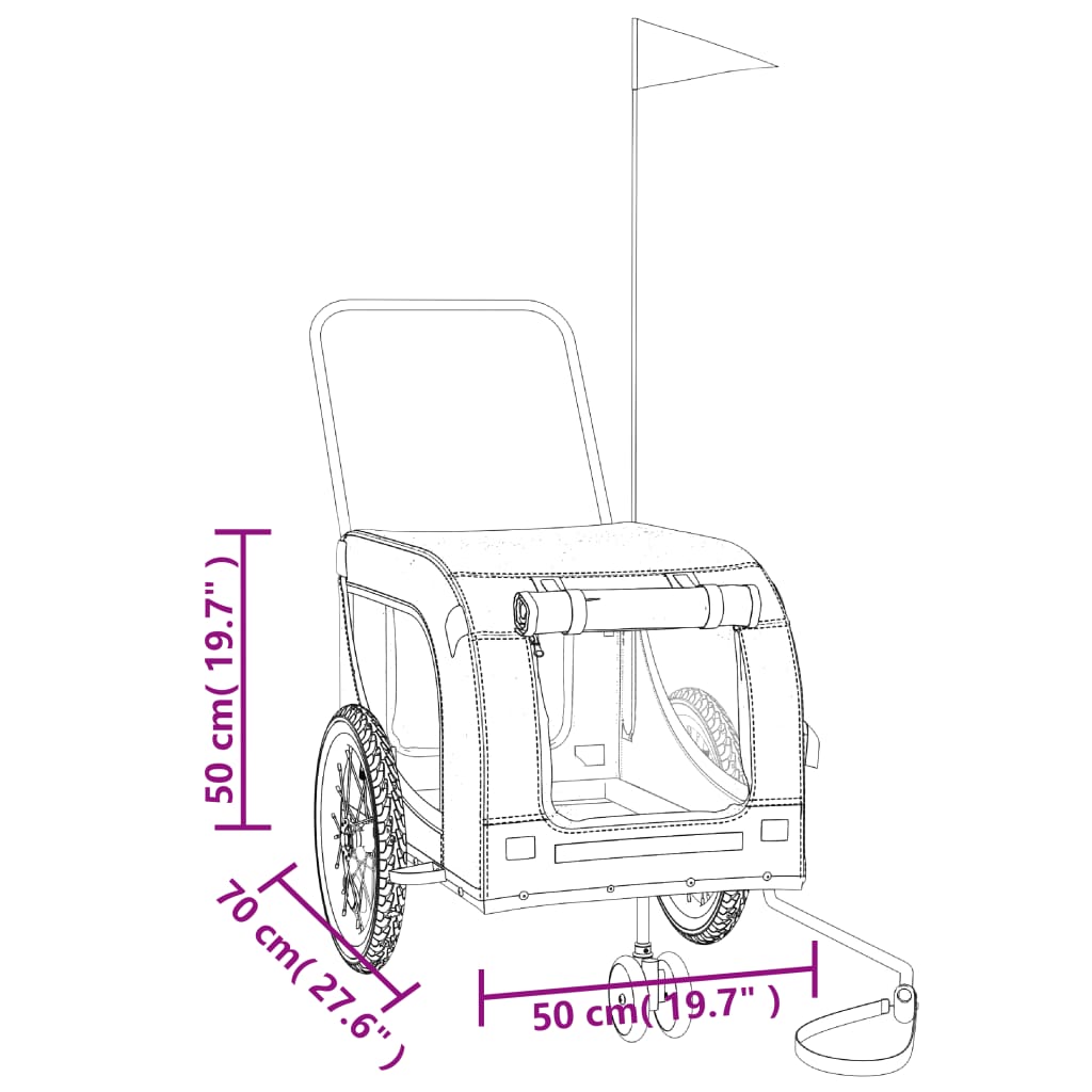 Hondenfietstrailer oxford stof en ijzer geel en zwart - AllerleiShop