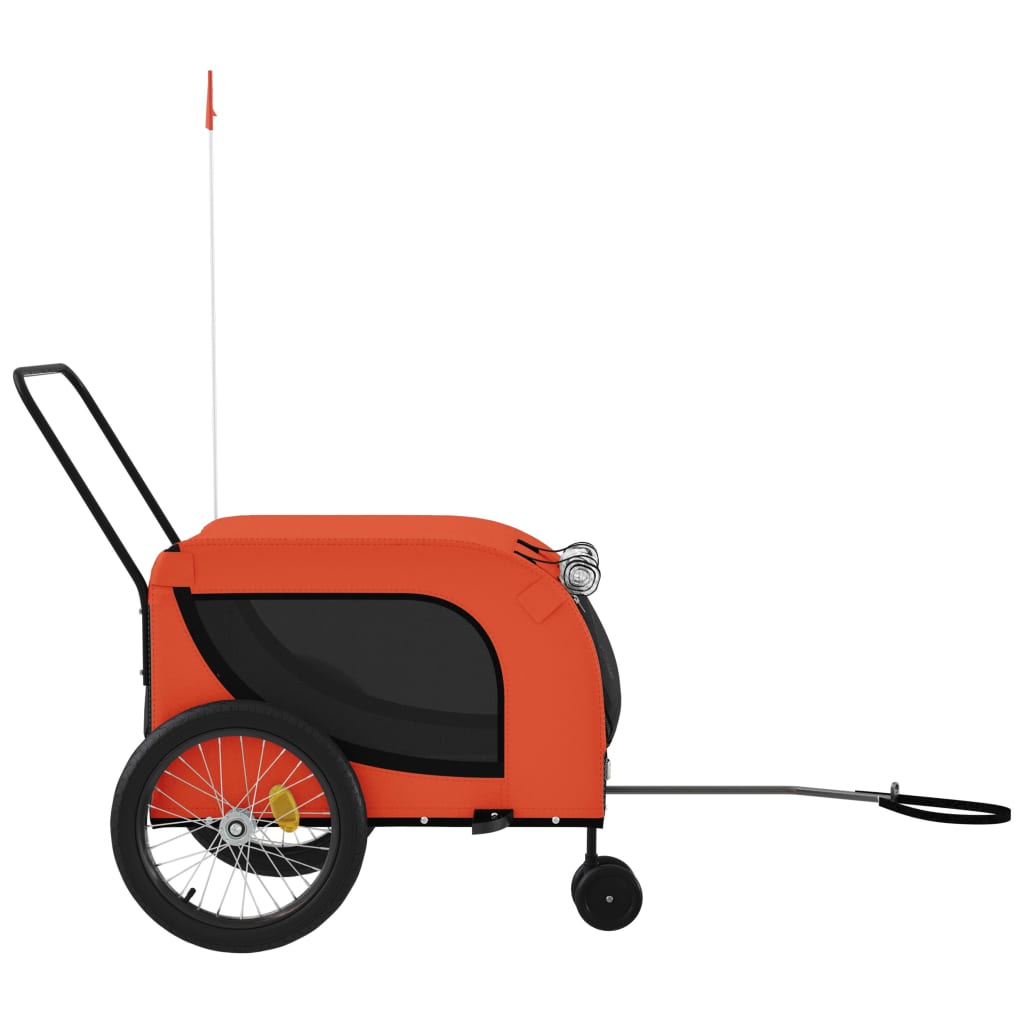 Hondenfietstrailer oxford stof en ijzer oranje en zwart