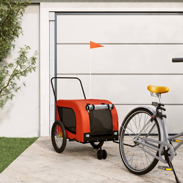 Hondenfietstrailer oxford stof en ijzer oranje en zwart