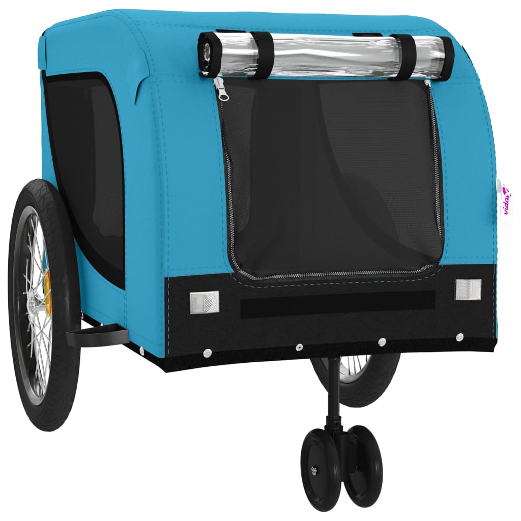 Hondenfietstrailer oxford stof en ijzer blauw en zwart