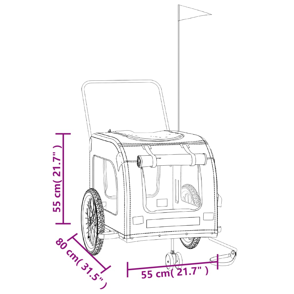 Hondenfietstrailer oxford stof en ijzer blauw en zwart