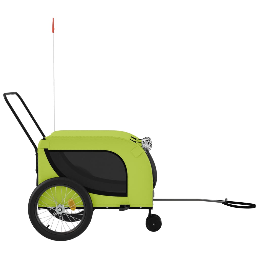 Hondenfietstrailer oxford stof en ijzer groen en zwart - AllerleiShop