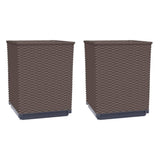 Plantenbakken 2 st 30x30x37 cm polypropeen bruin