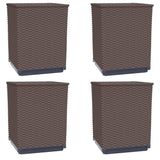 Plantenbakken 4 st 30x30x37 cm polypropeen bruin
