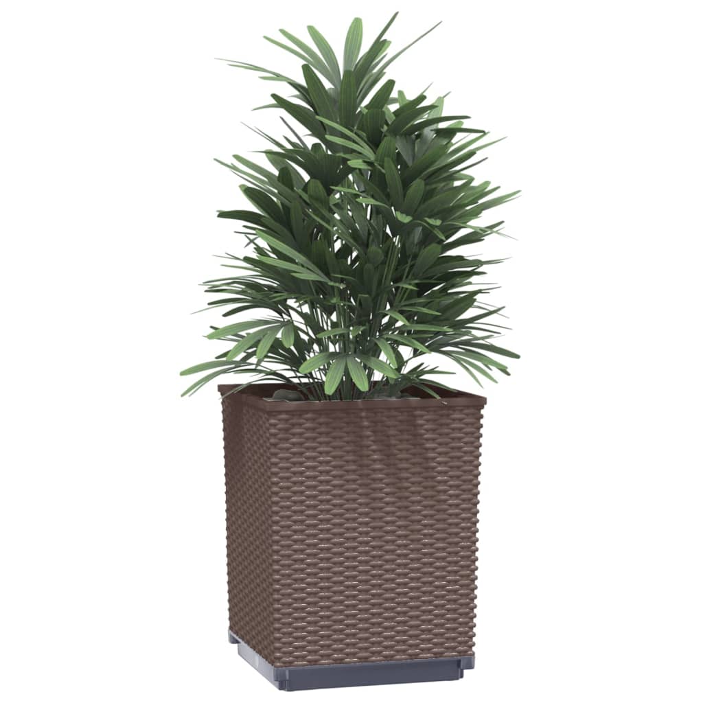 Plantenbakken 4 st 30x30x37 cm polypropeen bruin