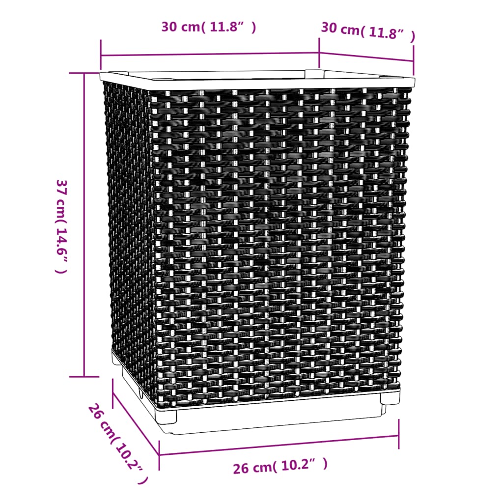 Plantenbakken 4 st 30x30x37 cm polypropeen bruin