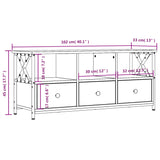 Tv-meubel 102x33x45 cm bewerkt hout en ijzer zwart
