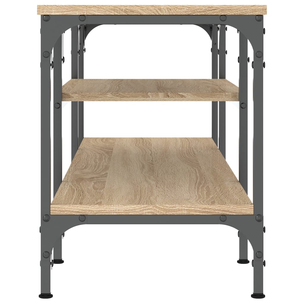 Tv-meubel 121x35x45 cm bewerkt hout en ijzer sonoma eikenkleur