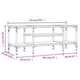 Tv-meubel 121x35x45 cm bewerkt hout en ijzer gerookt eikenkleur