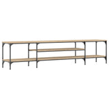 Tv-meubel 201x35x45 cm bewerkt hout en ijzer sonoma eikenkleur