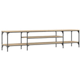 Tv-meubel 201x35x45 cm bewerkt hout en ijzer sonoma eikenkleur