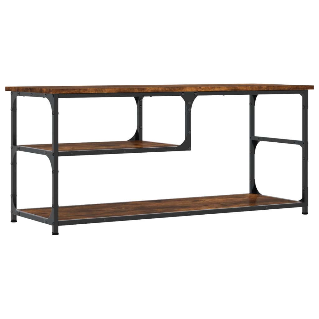 Tv-meubel 103x38x46,5 cm bewerkt hout staal gerookt eikenkleur