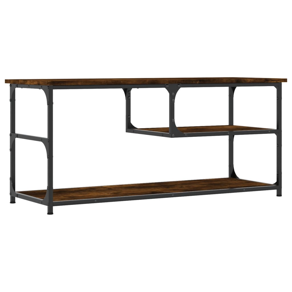 Tv-meubel 103x38x46,5 cm bewerkt hout staal gerookt eikenkleur