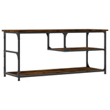 Tv-meubel 103x38x46,5 cm bewerkt hout staal gerookt eikenkleur
