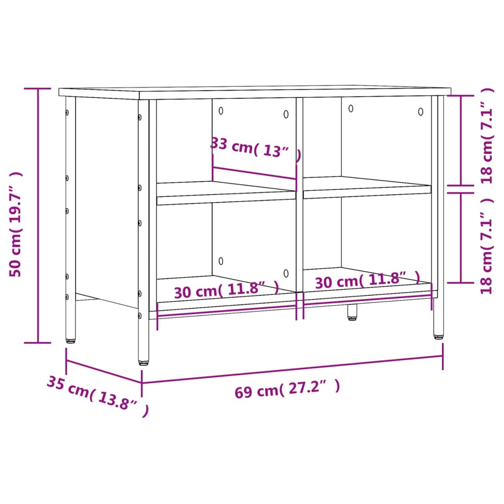 Schoenenkast 69x35x50 cm bewerkt hout grijs sonoma eikenkleurig