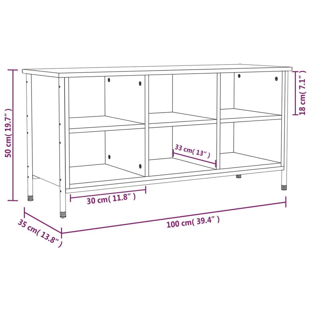 Schoenenkast 100x35x50 cm bewerkt hout zwart