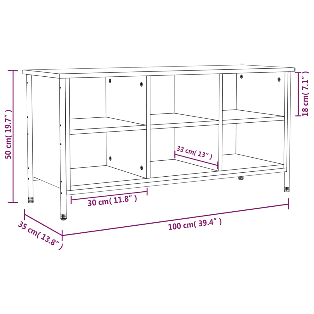 Schoenenkast 100x35x50 cm bewerkt hout sonoma eikenkleurig