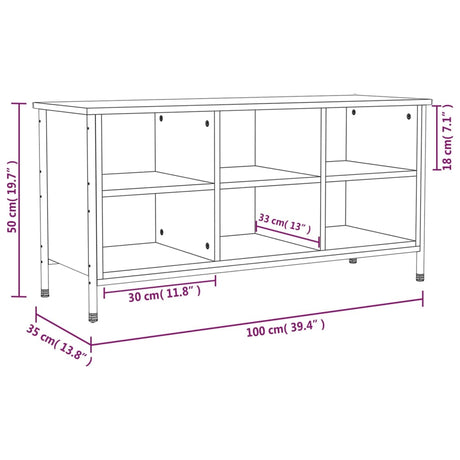 Schoenenkast 100x35x50 cm bewerkt hout gerookt eikenkleurig