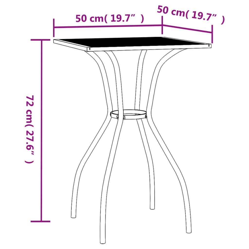 Tuintafel 50x50x72 cm staalgaas antracietkleurig - AllerleiShop