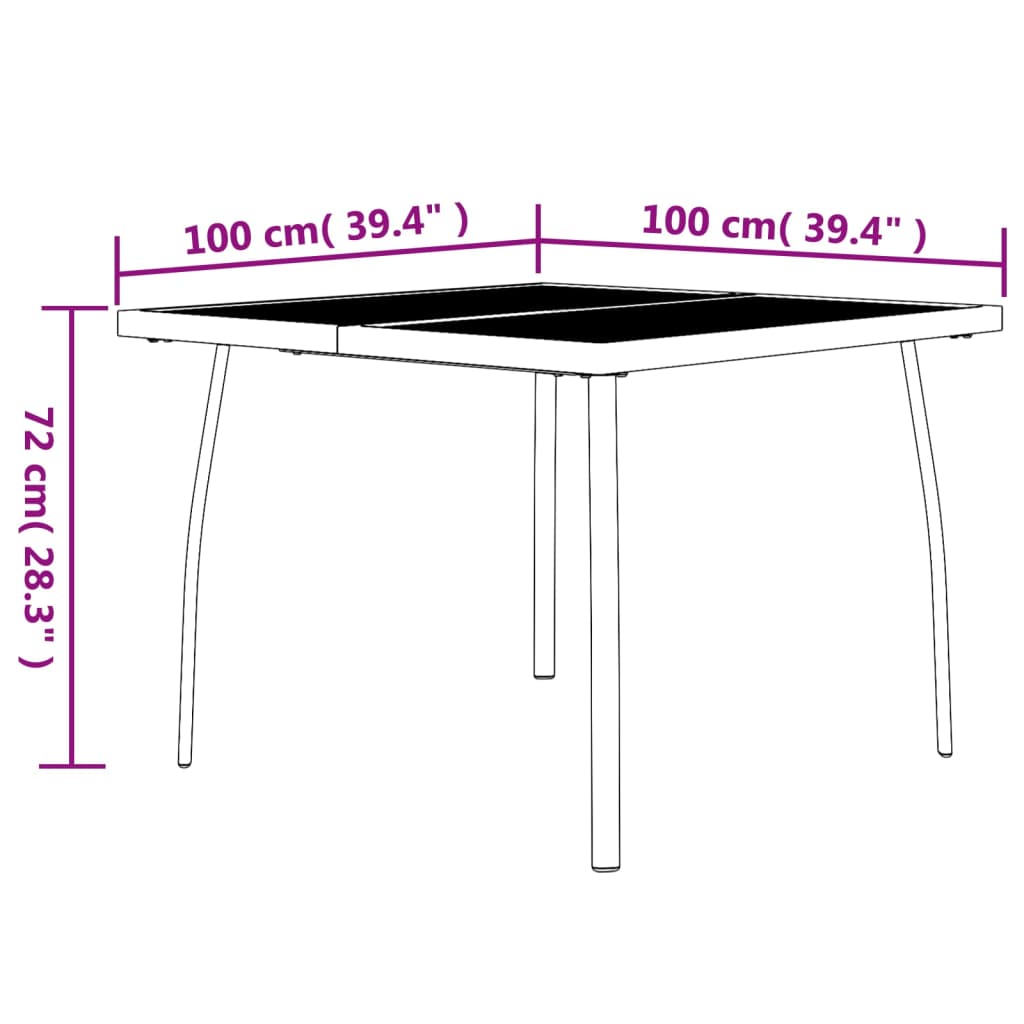 Tuintafel 100x100x72 cm staalgaas antracietkleurig - AllerleiShop