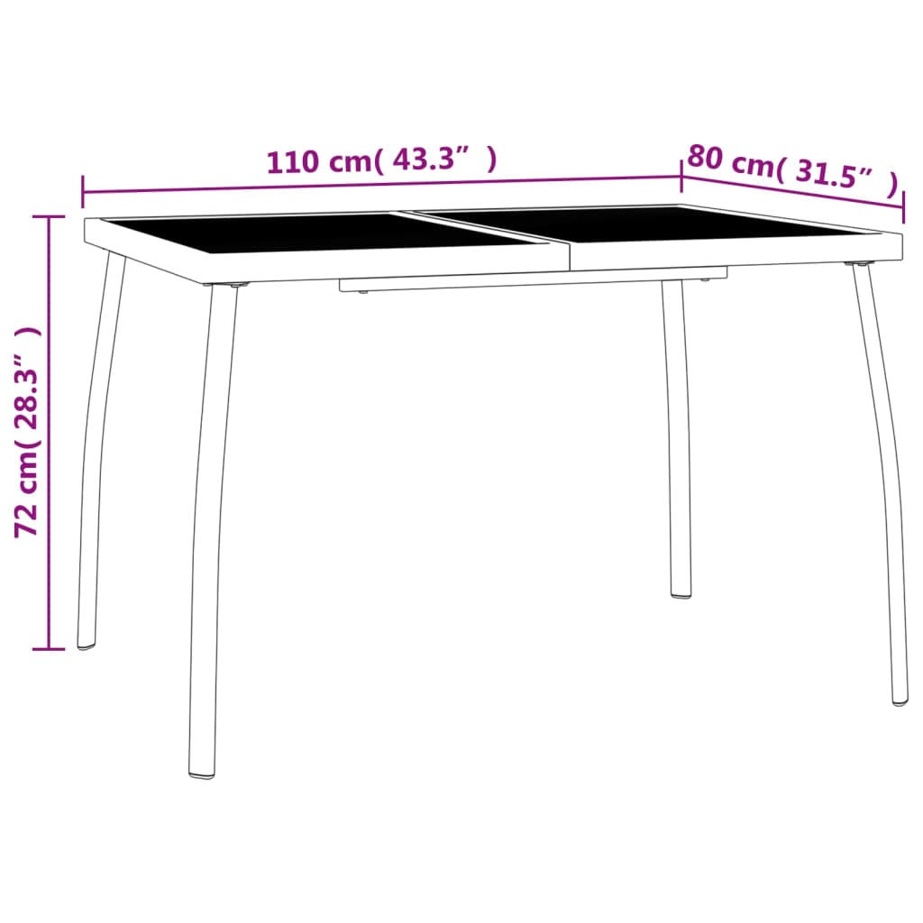 Tuintafel 110x80x72 cm staalgaas antracietkleurig - AllerleiShop