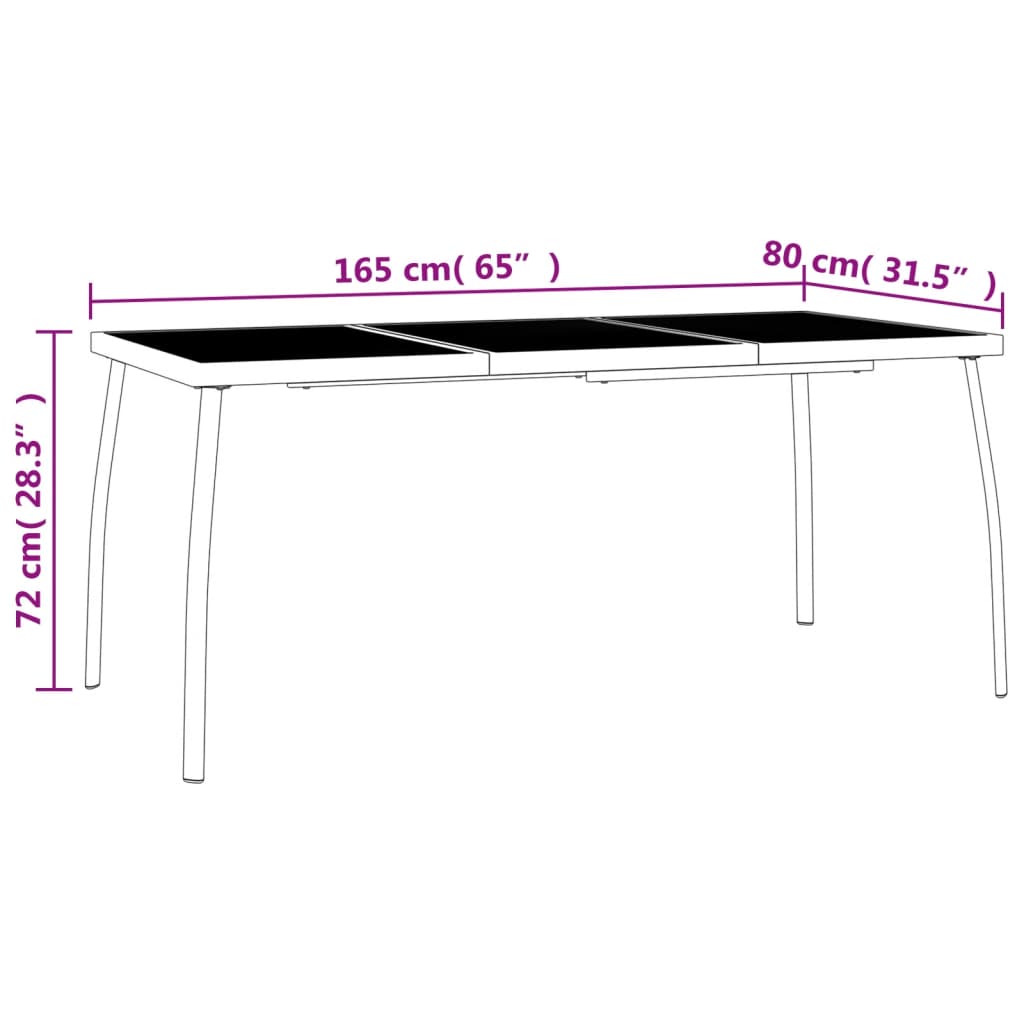 Tuintafel 165x80x72 cm staalgaas antracietkleurig - AllerleiShop