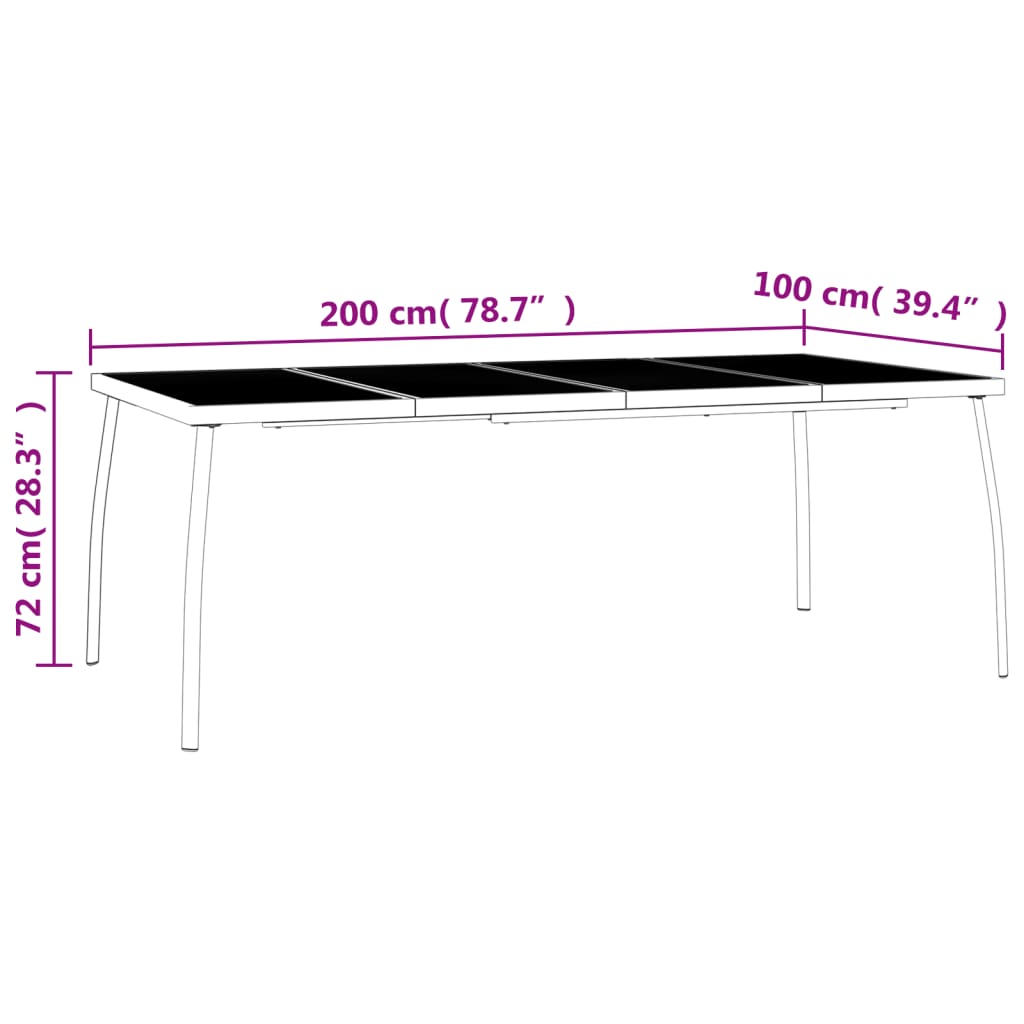 Tuintafel 200x100x72 cm staalgaas antracietkleurig - AllerleiShop