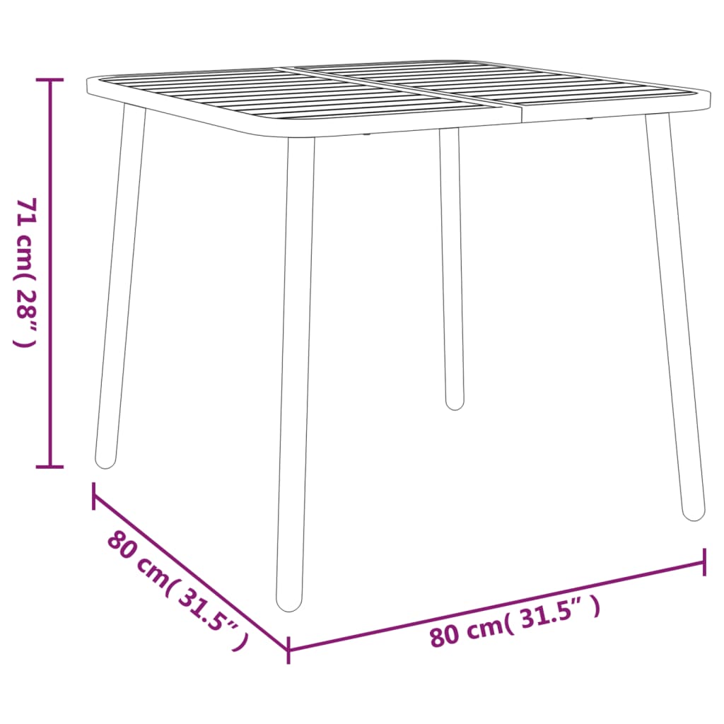 Tuintafel 80x80x71 cm staal antracietkleurig - AllerleiShop