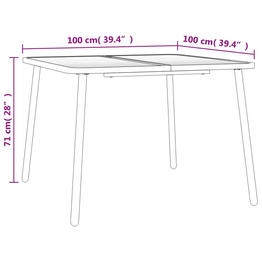 Tuintafel 100x100x71 cm staal antracietkleurig - AllerleiShop