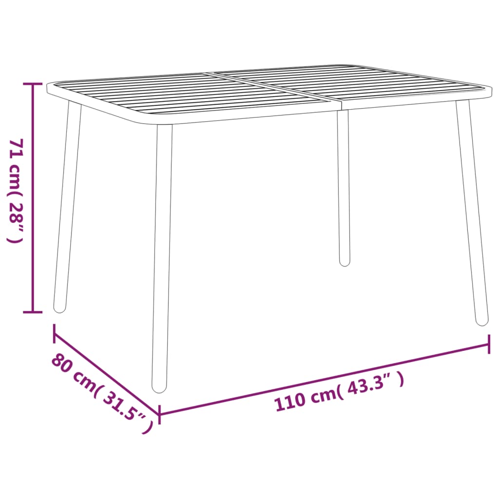 Tuintafel 110x80x71 cm staal antracietkleurig - AllerleiShop