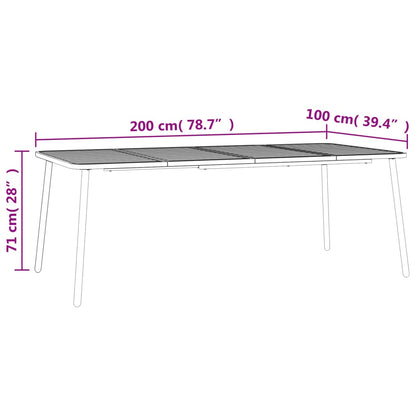 Tuintafel 200x100x71 cm staal antracietkleurig - AllerleiShop