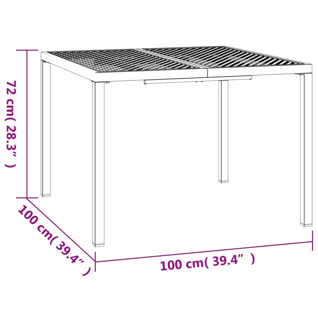 Tuintafel 100x100x72 cm staal antracietkleurig - AllerleiShop