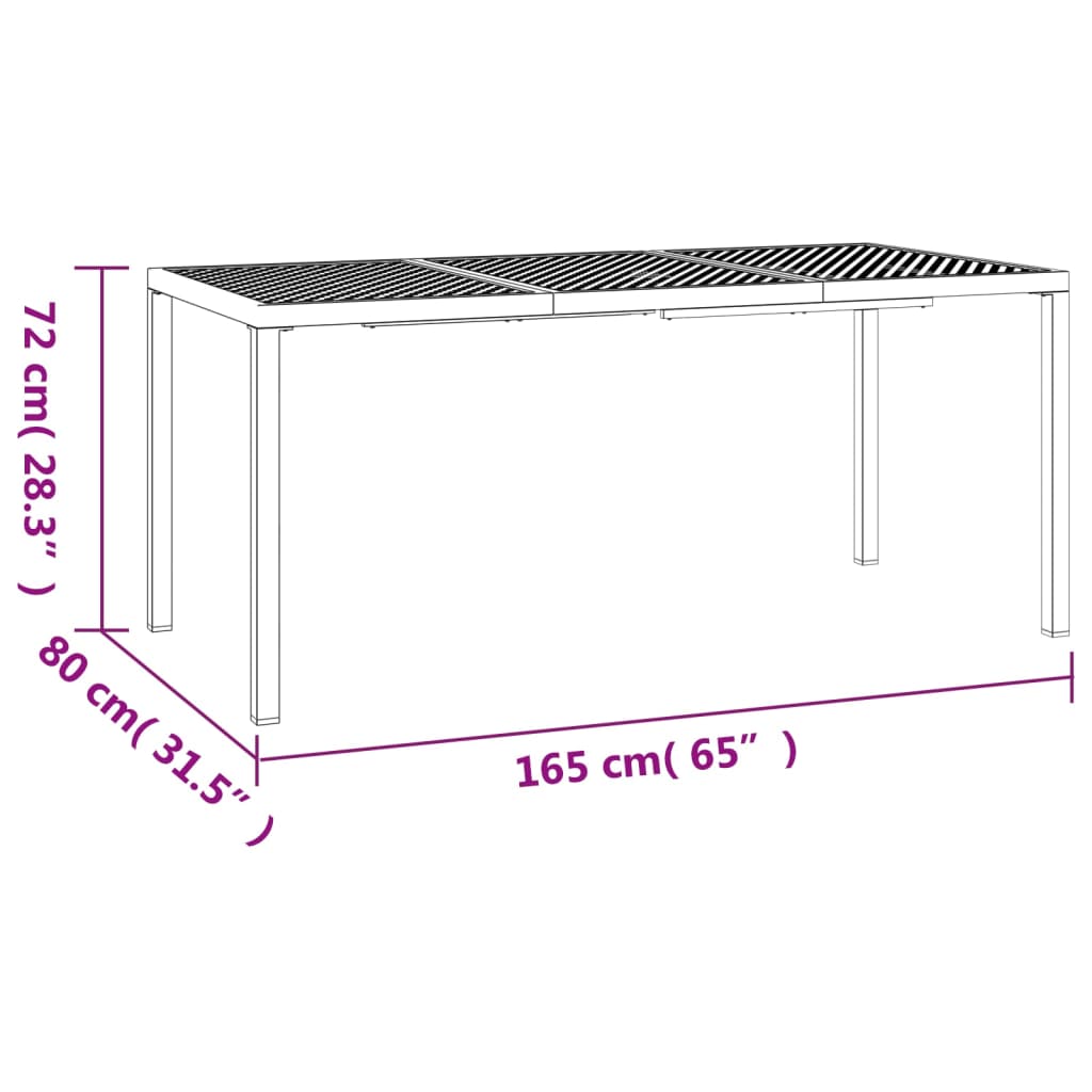 Tuintafel 165x80x72 cm staal antracietkleurig - AllerleiShop