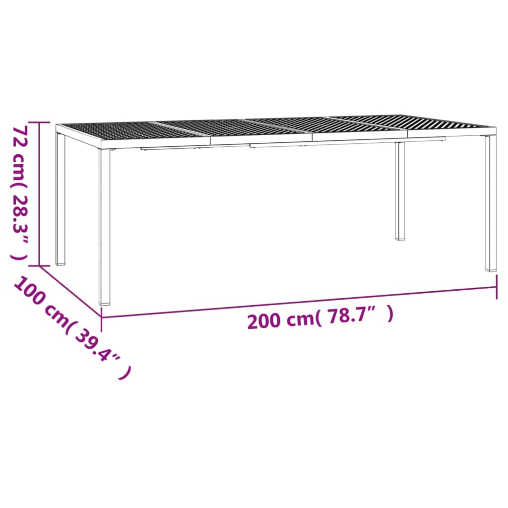 Tuintafel 200x100x72 cm staal antracietkleurig - AllerleiShop