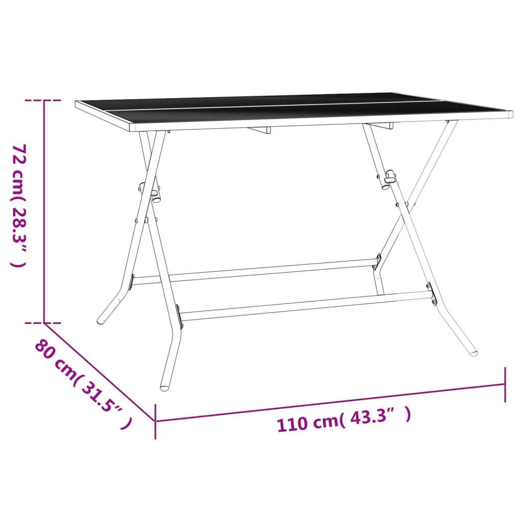 Tuintafel inklapbaar 110x80x72 cm staalgaas antracietkleurig - AllerleiShop