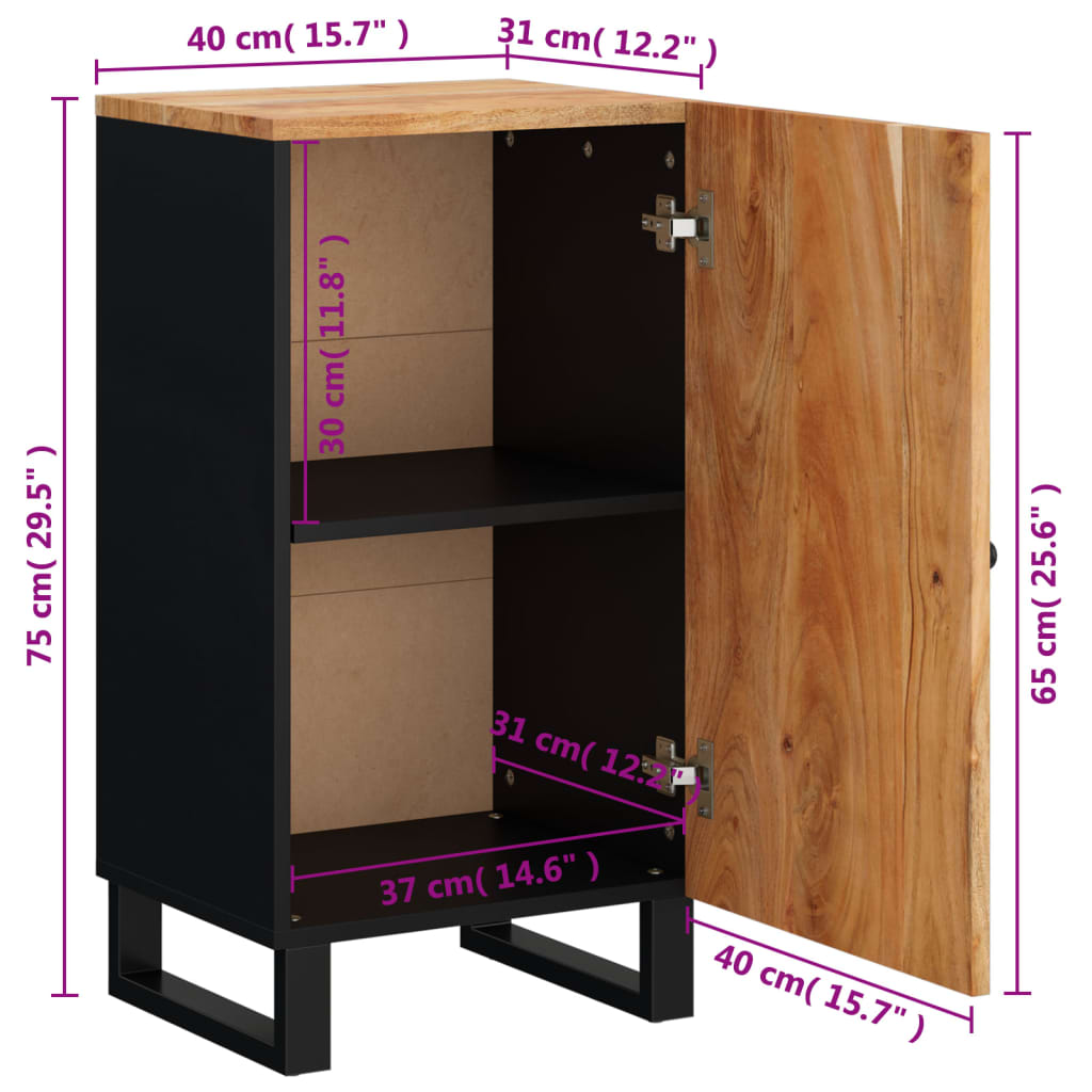 Dressoir met deur 40x31x75 cm massief acaciahout - AllerleiShop