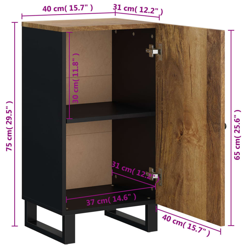 Dressoir met deur 40x31x75 cm massief mangohout - AllerleiShop