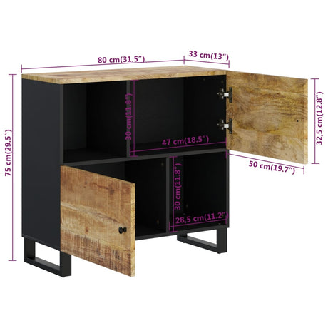 Dressoir met 2 deuren 80x33x75 cm massief mangohout - AllerleiShop