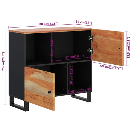 Dressoir met 2 deuren 80x33x75 cm massief acaciahout - AllerleiShop