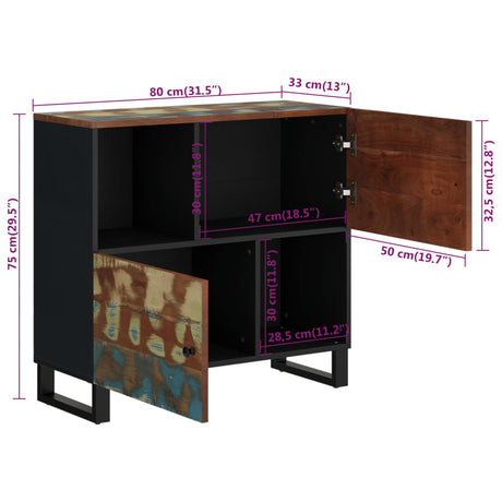 Dressoir met 2 deuren 80x33x75 cm massief gerecycled hout - AllerleiShop