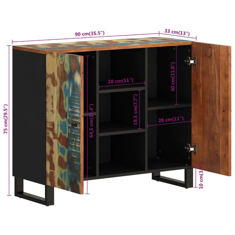 Dressoir met 2 deuren 90x33x75 cm massief gerecycled hout - AllerleiShop