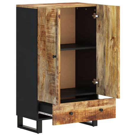 Hoge kast met lade 60x33x100 cm massief mangohout en ijzer - AllerleiShop