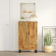 Hoge kast met lade 60x33x100 cm massief mangohout en ijzer - AllerleiShop