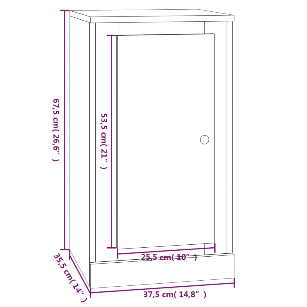 Dressoir 37,5x35,5x67,5 cm bewerkt hout bruin eikenkleur - AllerleiShop