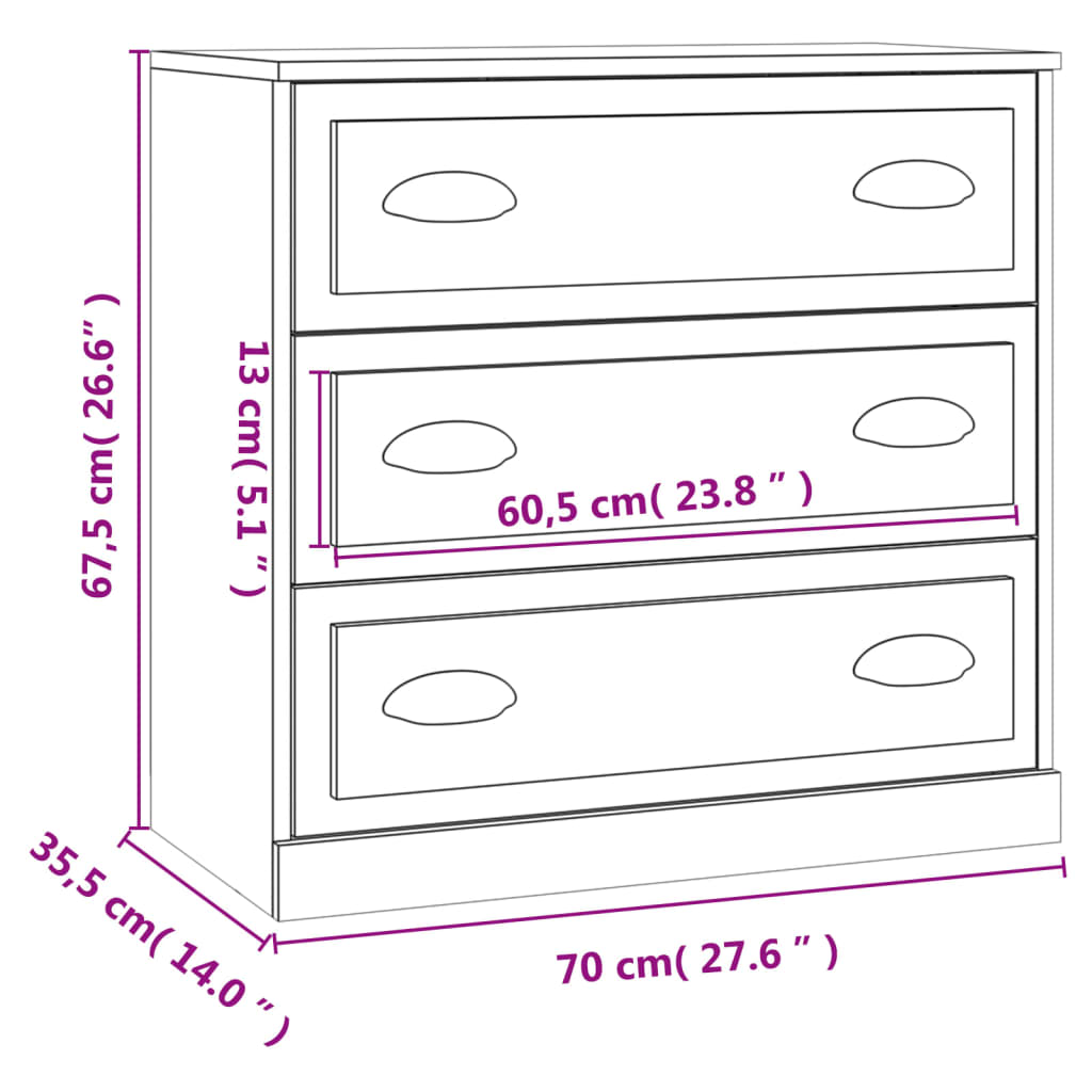 Dressoir 70x35,5x67,5 cm bewerkt hout wit - AllerleiShop