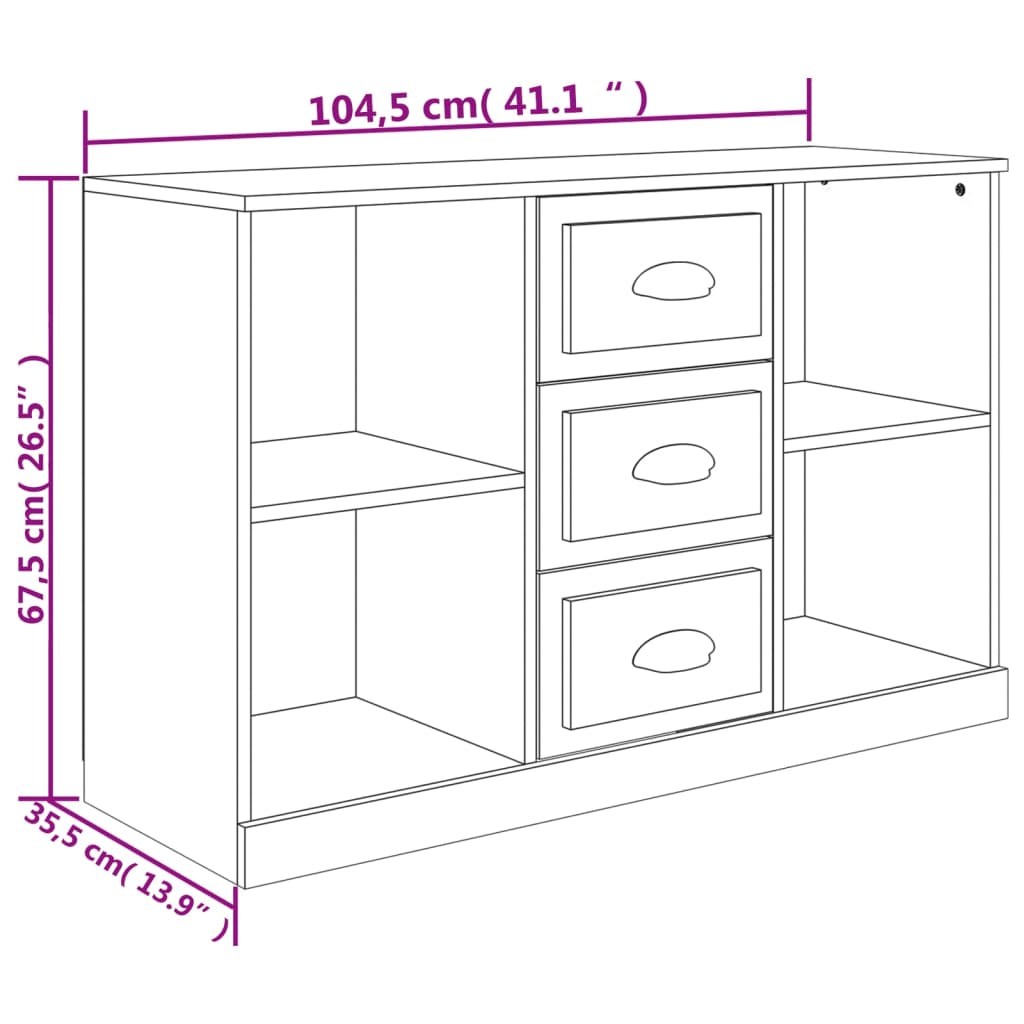 Dressoir 104,5x35,5x67,5 cm bewerkt hout wit - AllerleiShop