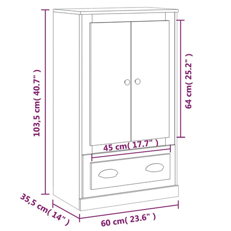 Hoge kast 60x35,5x103,5 cm bewerkt hout wit - AllerleiShop