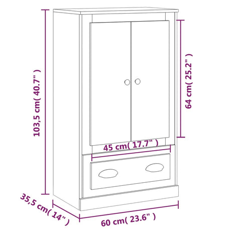 Hoge kast 60x35,5x103,5 cm bewerkt hout hoogglans wit - AllerleiShop