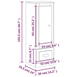 Hoge kast 36,35,5x103,5 cm bewerkt hout wit - AllerleiShop