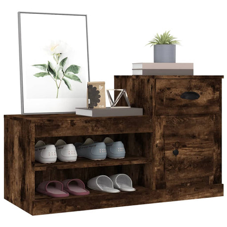 Schoenenkast 100x42x60 cm bewerkt hout gerookt eikenkleurig - AllerleiShop